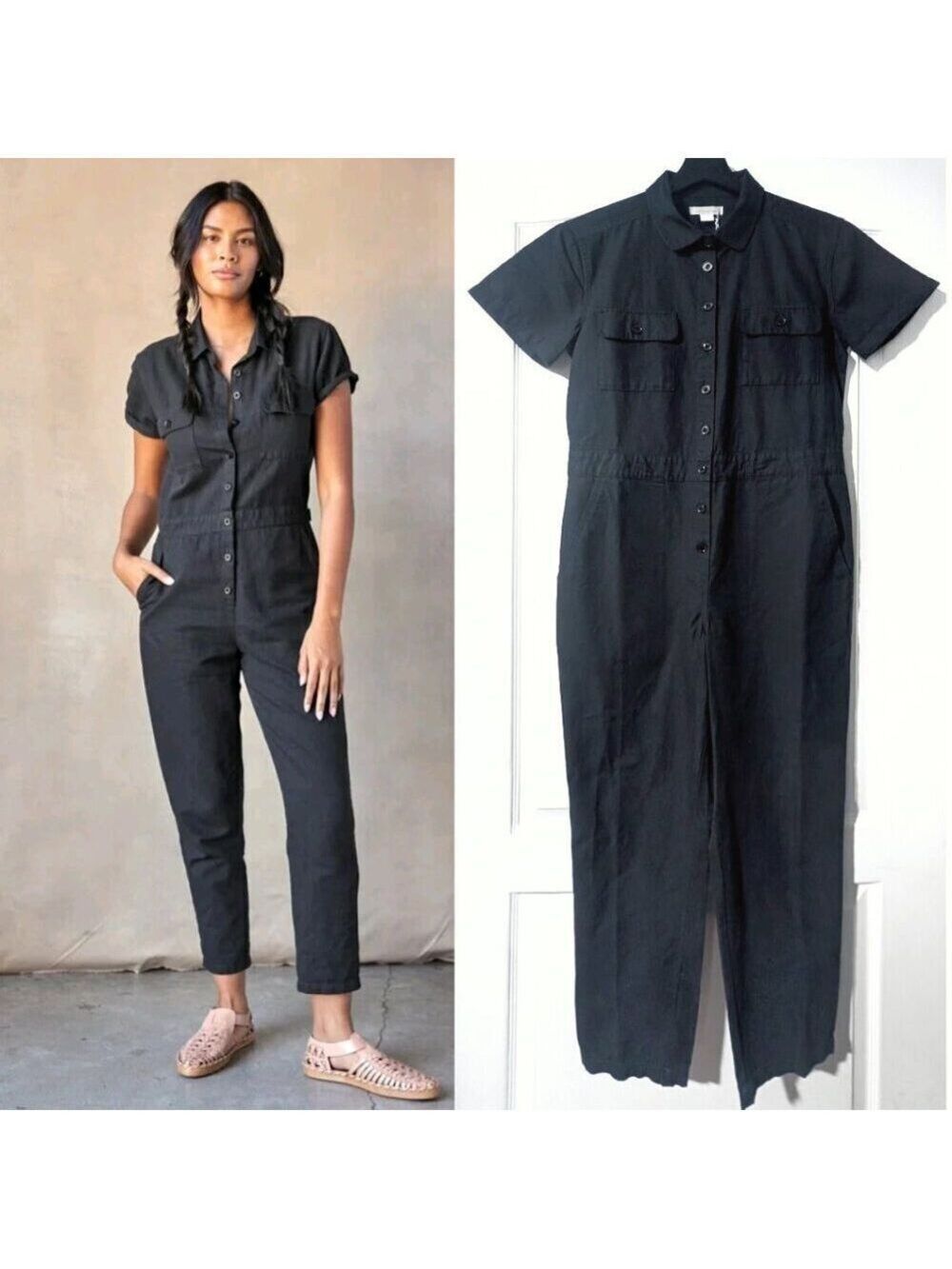 Outerknown | S.E.A. Suit Short Sleeve Jumpsuit in Pitch Black